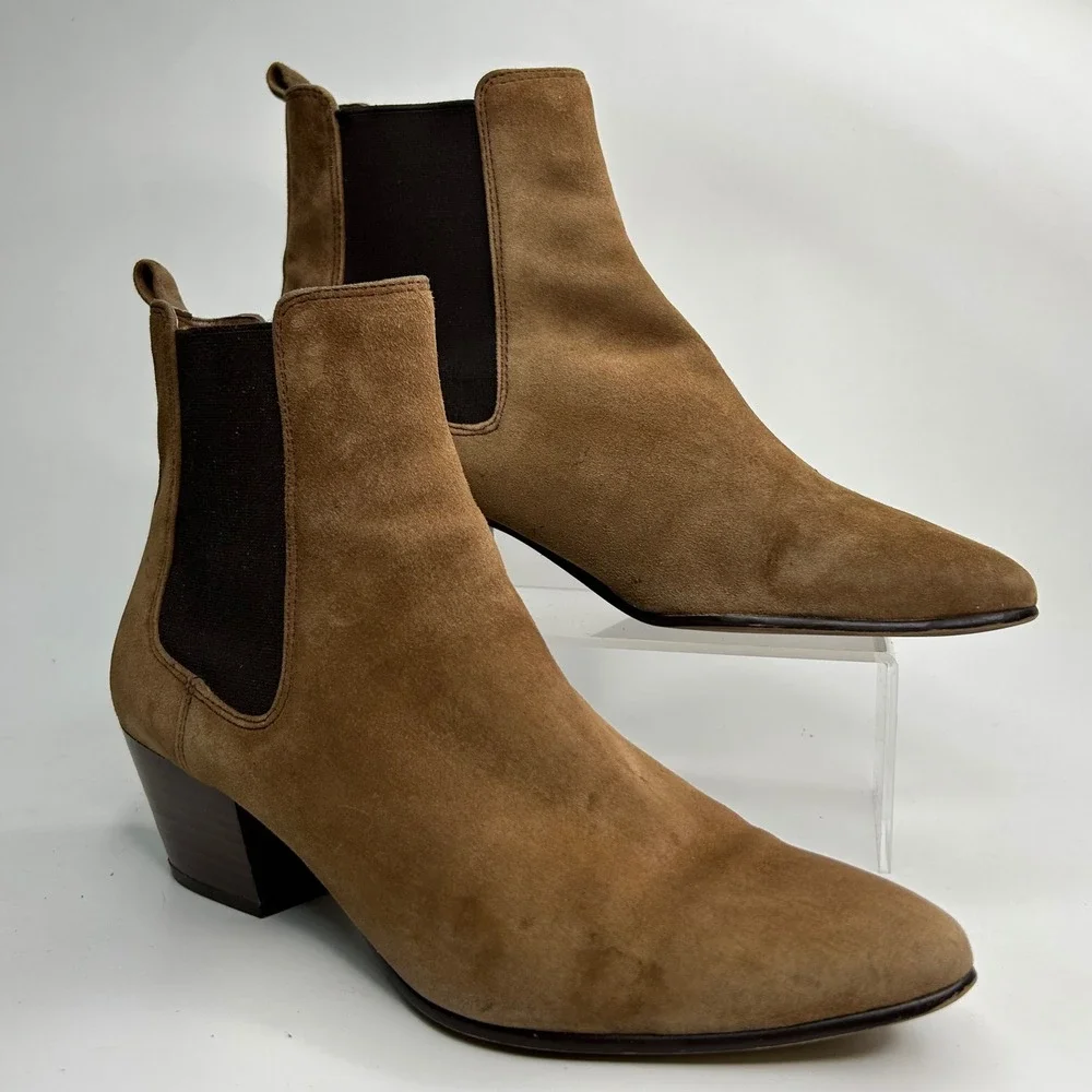 Sam‎ Edelman Reesa Pull On Suede Chelsea Ankle Boots Womens 10 Tan Pointed Toe